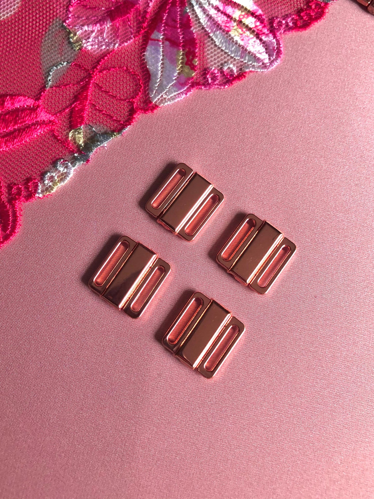 12mm (1/2”) Rose Gold Metal Bikini Clasps Bra Front Closures for Bra Making and Swimwear Bramaking Clips Clickers Front Fasteners
