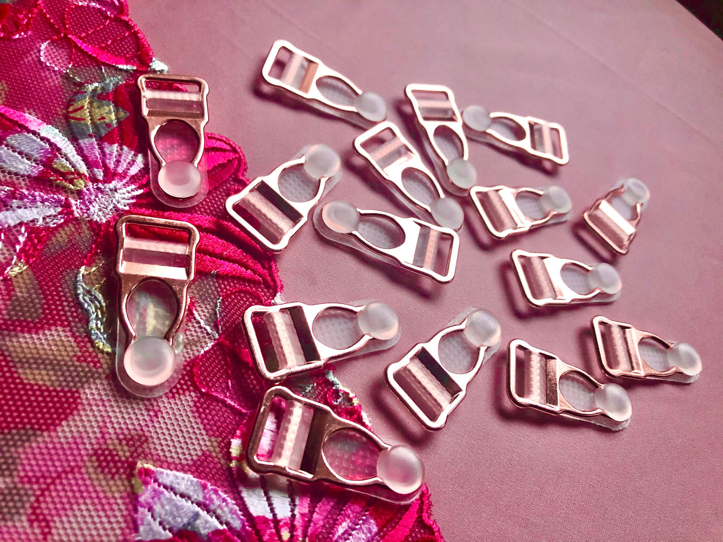 12mm (1/2”) Rose Gold Metal Suspender Clips Garter Clips for Lingerie Making Bramaking Garter Belt