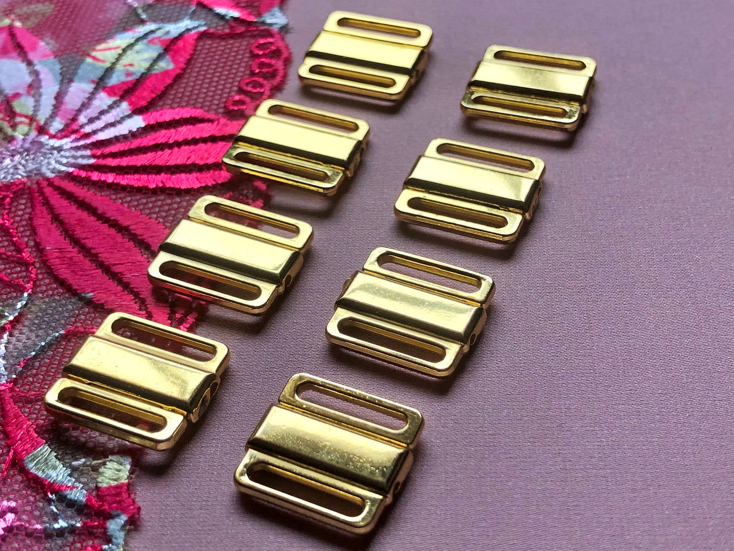 12mm (1/2”) Gold Metal Bikini Clasps Bra Front Closures for Bra Making and Swimwear Bramaking Clips Clickers Front Fasteners