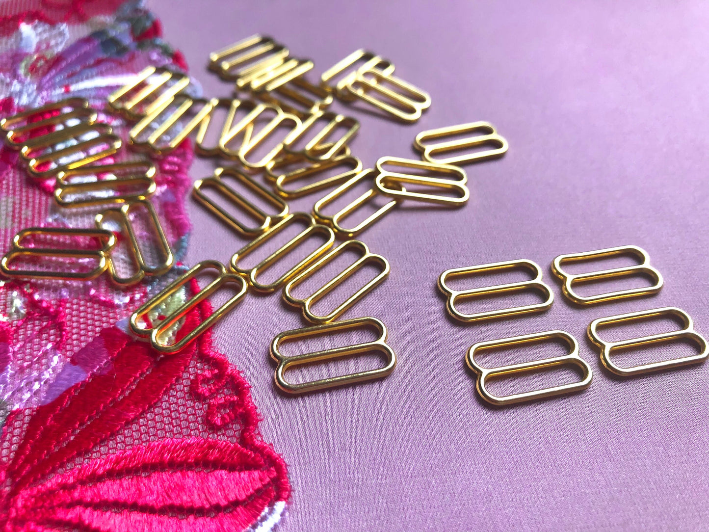 15mm (5/8”) Gold Metal Bra Sliders for Bra Making and Swimwear Bramaking