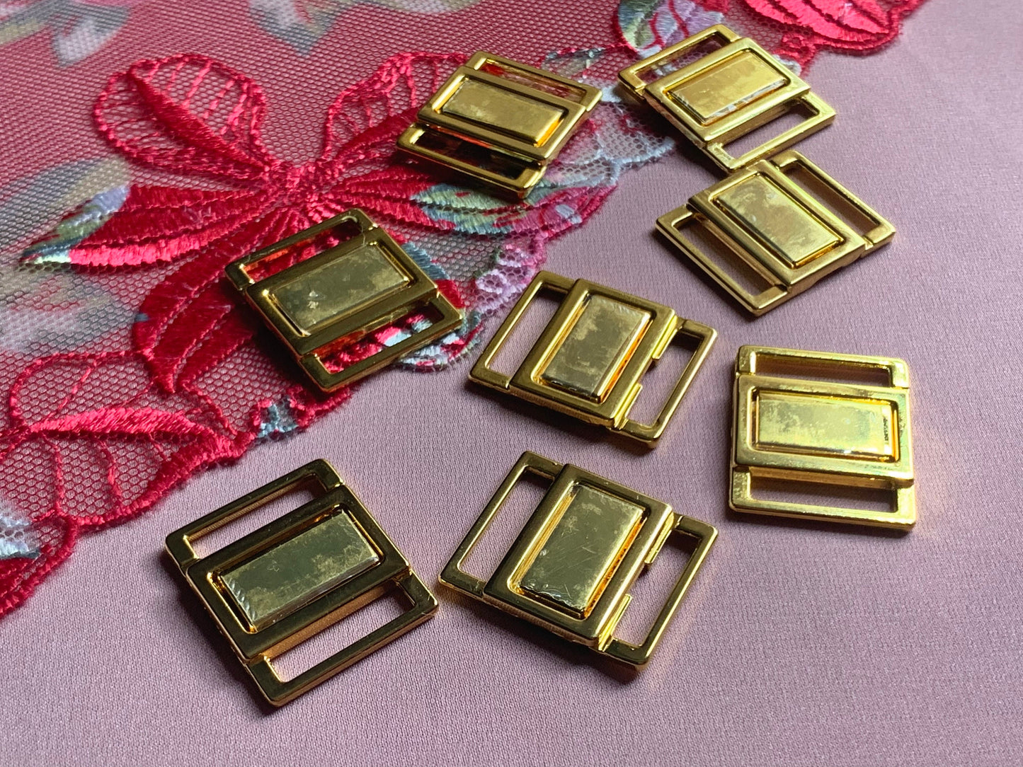 15mm (5/8”) Gold Metal Bikini Clasps Bra Closures for Bra Making and Swimwear Bramaking Clips Clickers Fasteners