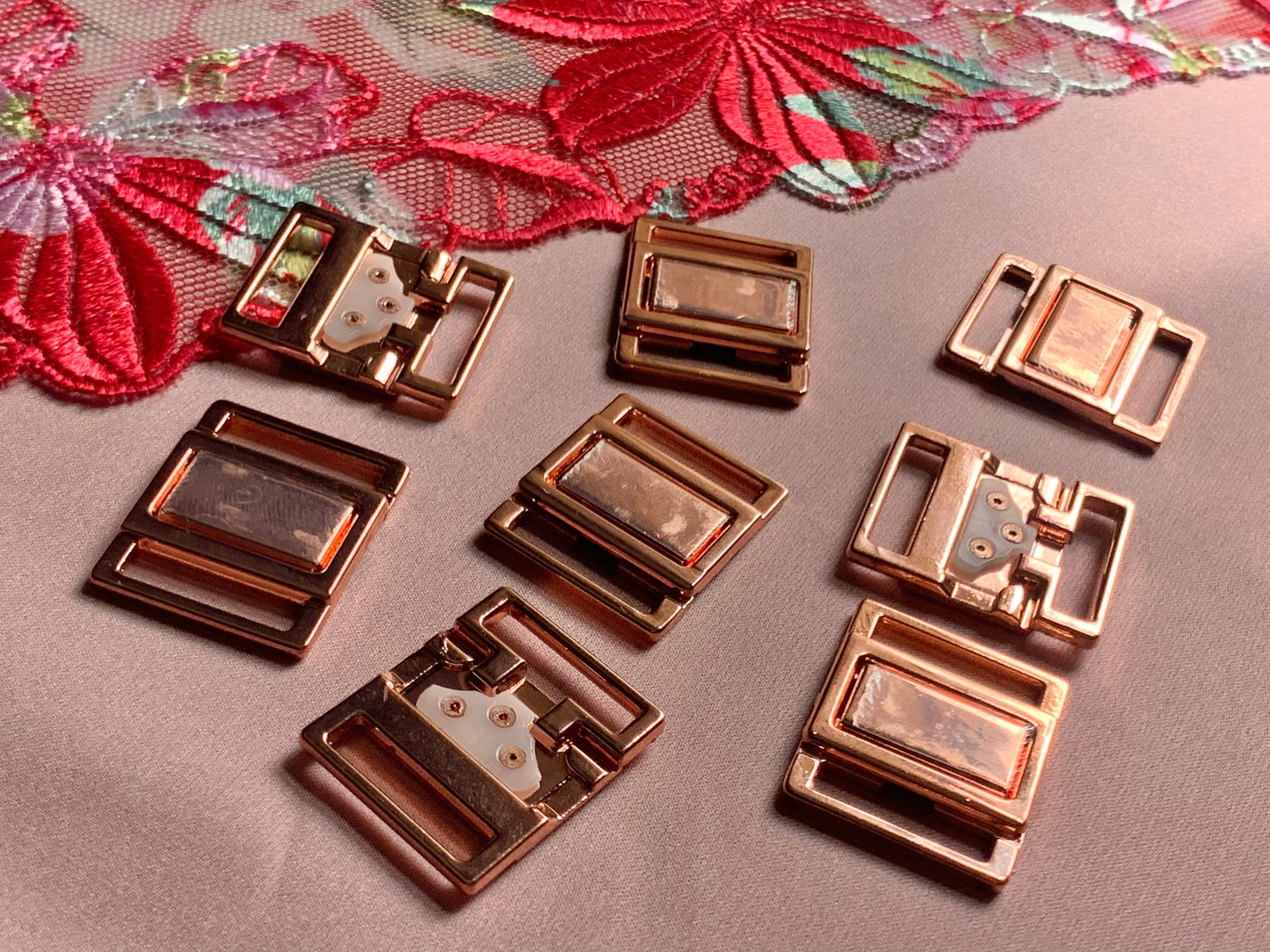 15mm (5/8”) Rose Gold Metal Bikini Clasps Bra Closures for Bra Making and Swimwear Bramaking Clips Clickers Fasteners