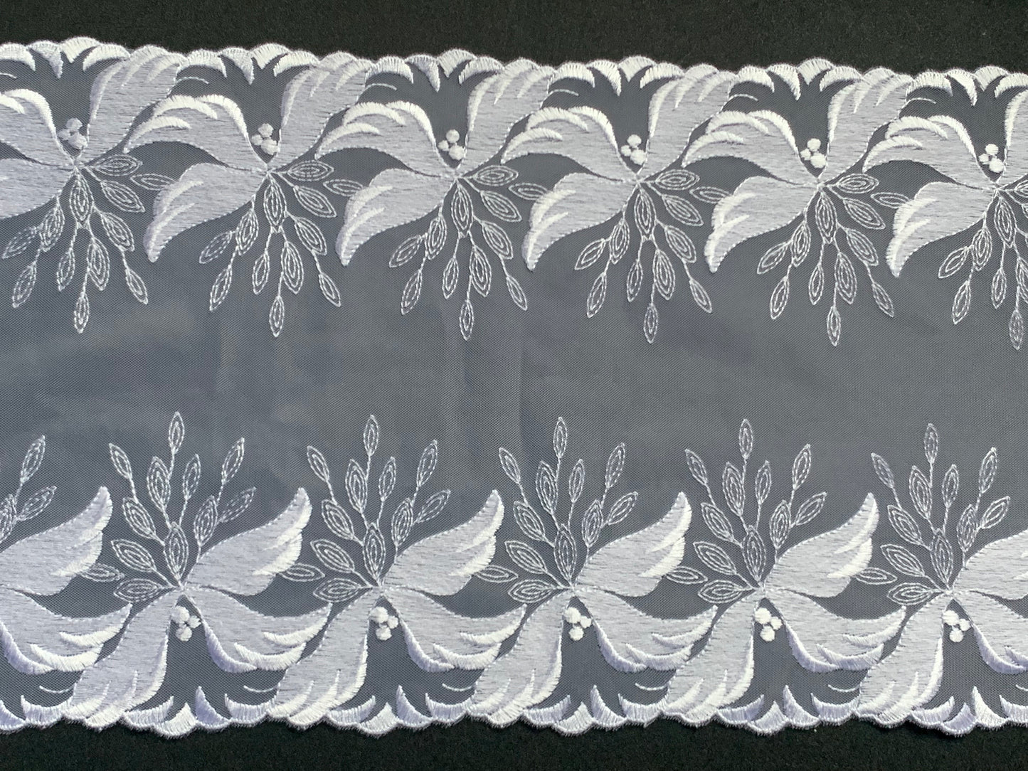 White Embroidered Voile Lace Trim 7”/18cm Floral Scallop Edge Fabric for Bra Making Bramaking Knickers Lingerie Sewing Crafts
