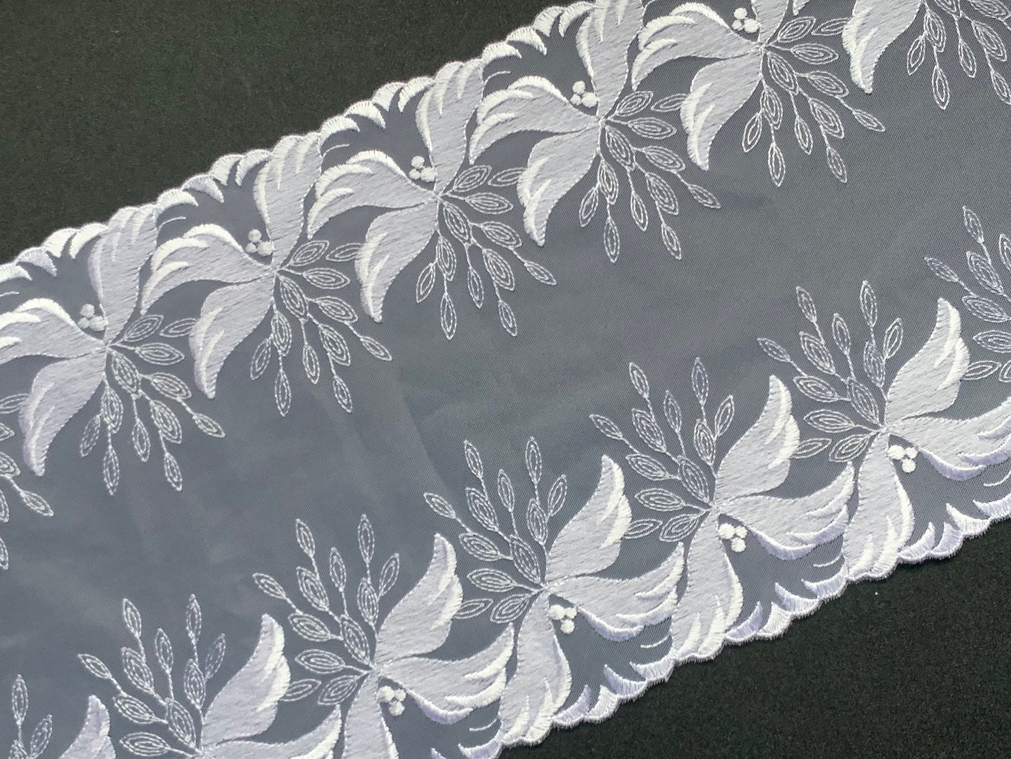 White Embroidered Voile Lace Trim 7”/18cm Floral Scallop Edge Fabric for Bra Making Bramaking Knickers Lingerie Sewing Crafts
