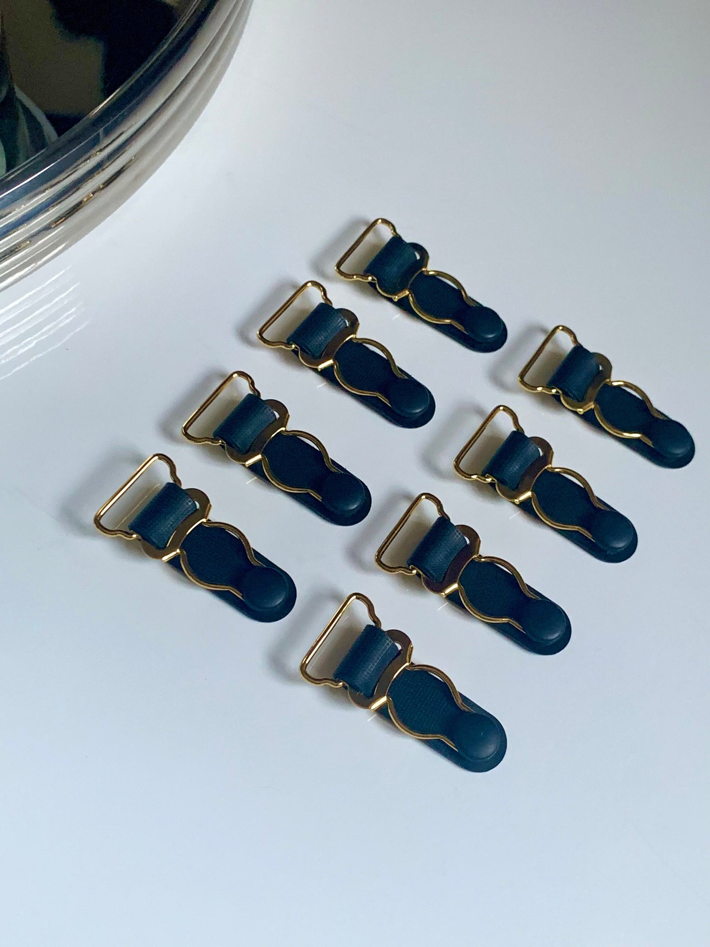 20mm (13/16”) Gold/Black Metal Suspender Clips Garter Clips for Lingerie Making Bramaking Garter Belt