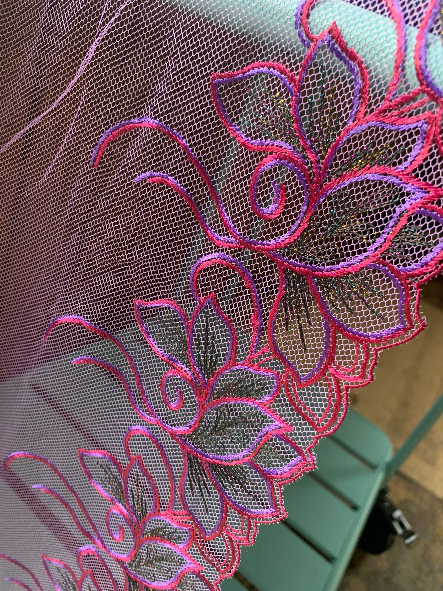 Purple Lilac Tulle Lace Trim 8.75”/22.5cm Embroidered Floral Scallop Edge Fabric for Bra Making Bramaking Knickers Lingerie Sewing Craft