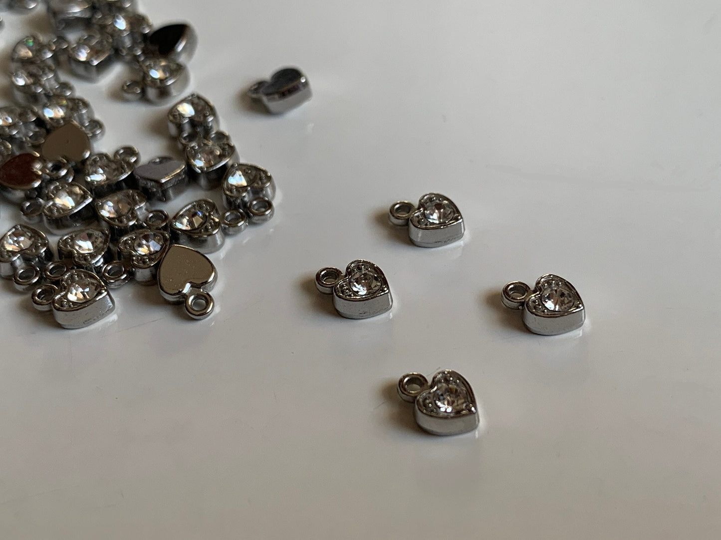 Silver Heart Charm Lingerie Pendant Crystal Embellishment for Bramaking Lingerie Bra Making Accessories Bridal Garments