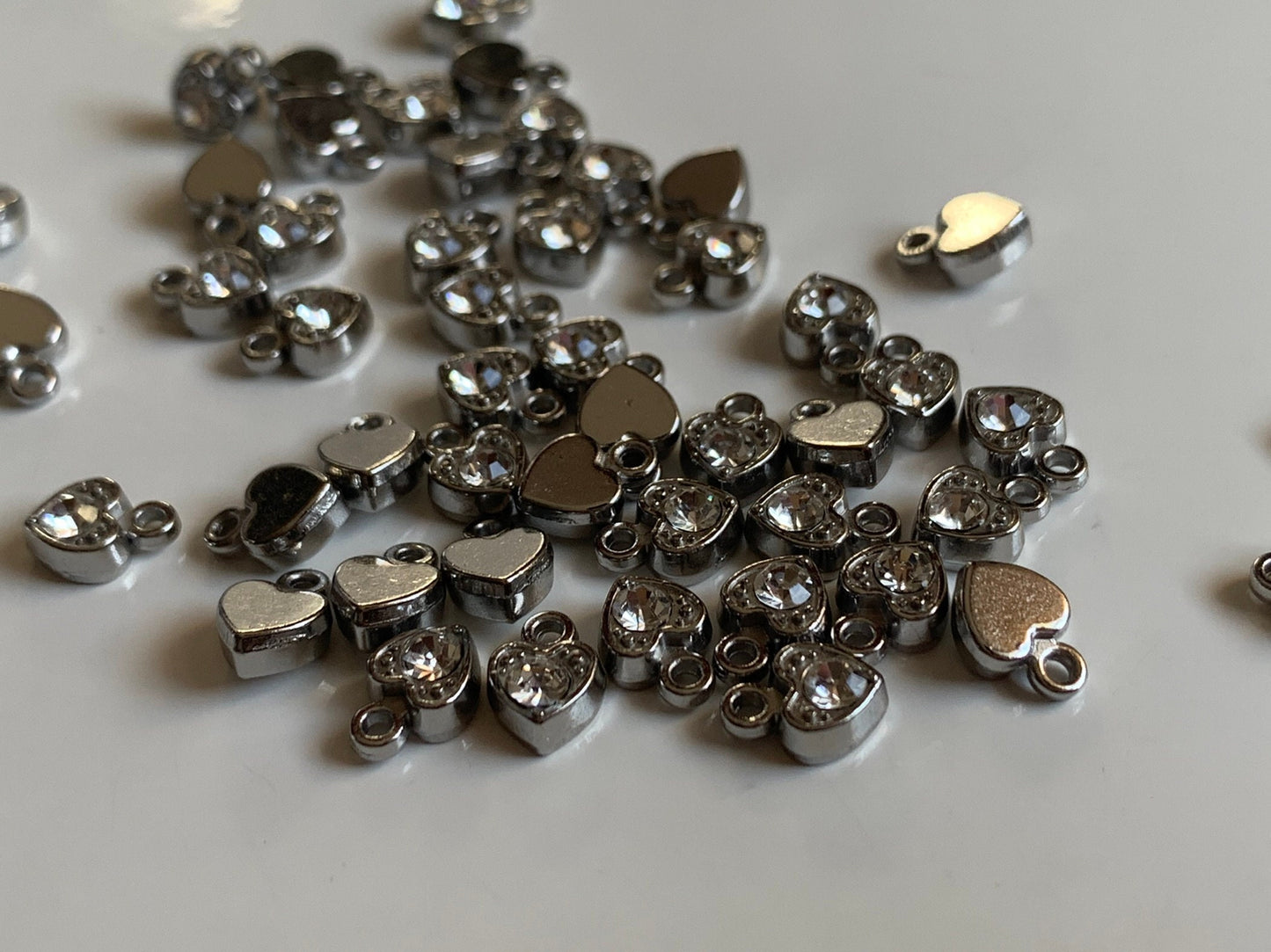 Silver Heart Charm Lingerie Pendant Crystal Embellishment for Bramaking Lingerie Bra Making Accessories Bridal Garments