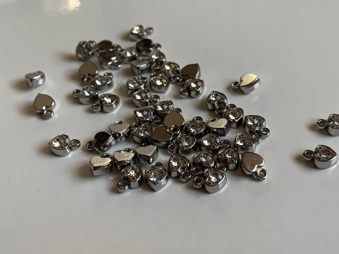 Silver Heart Charm Lingerie Pendant Crystal Embellishment for Bramaking Lingerie Bra Making Accessories Bridal Garments