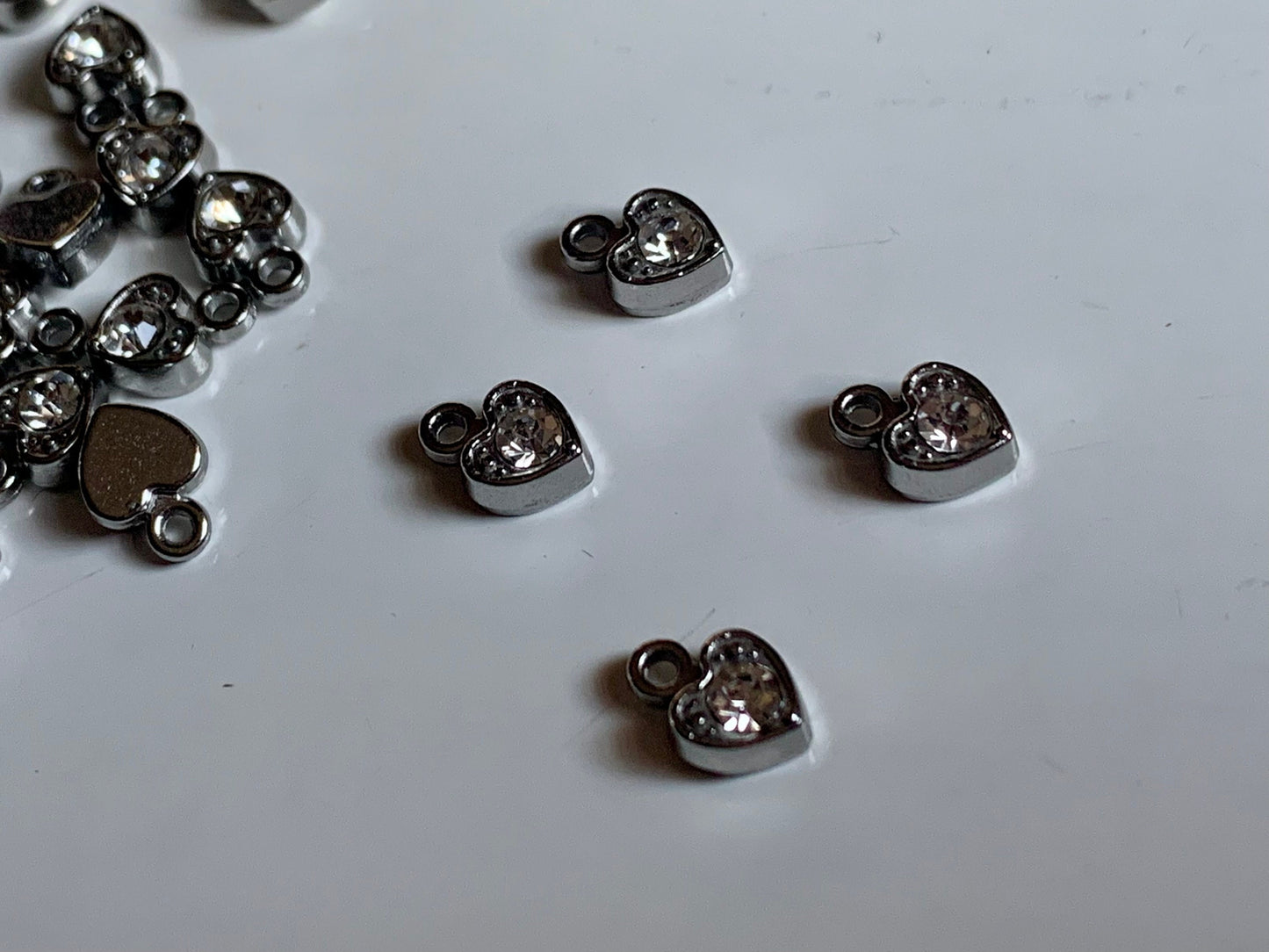 Silver Heart Charm Lingerie Pendant Crystal Embellishment for Bramaking Lingerie Bra Making Accessories Bridal Garments