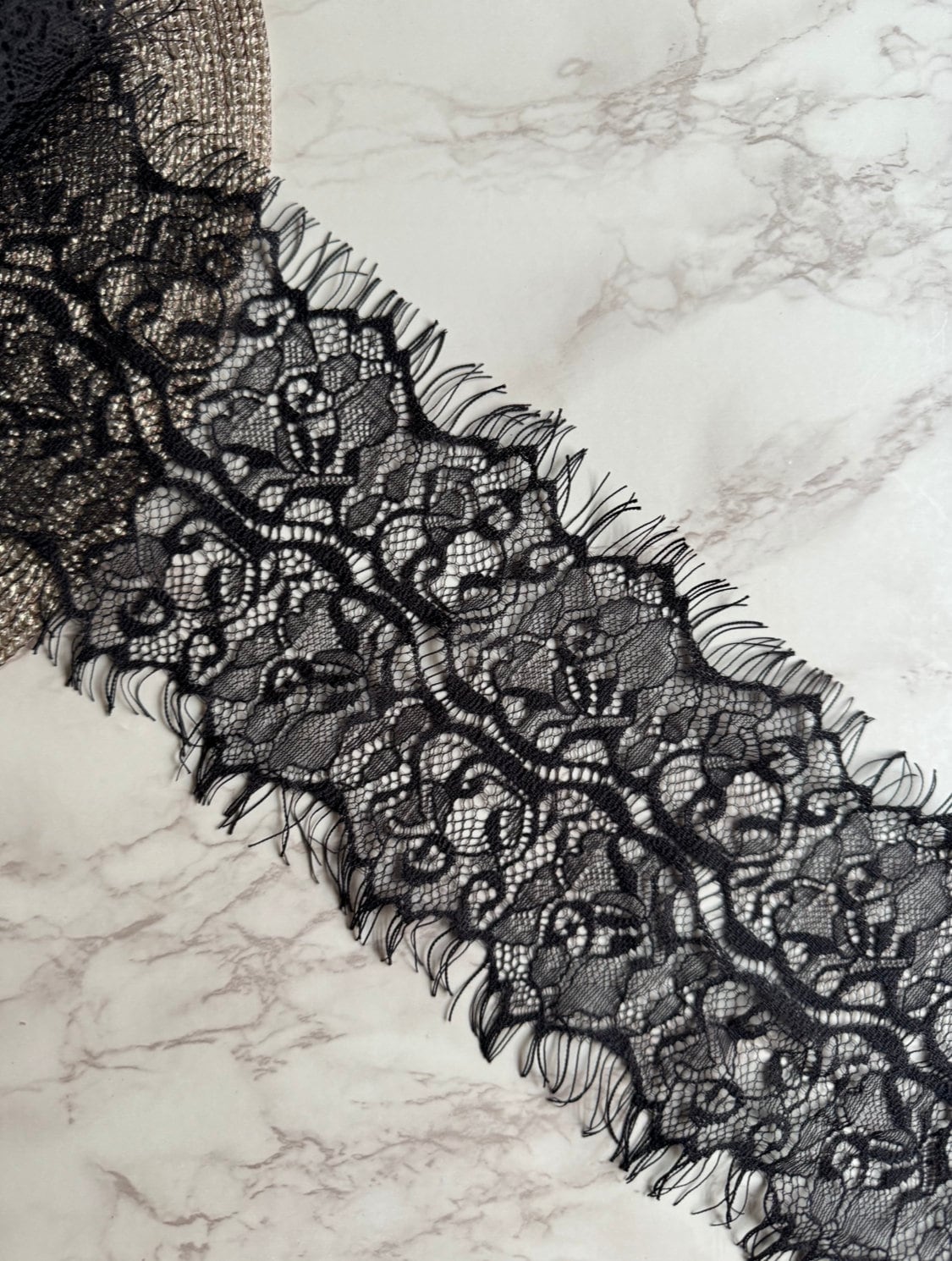 Black Eyelash Lace Trim 5”/12.5cm Scallop Edge Fabric for Bra Making Knickers Lingerie Sewing Craft