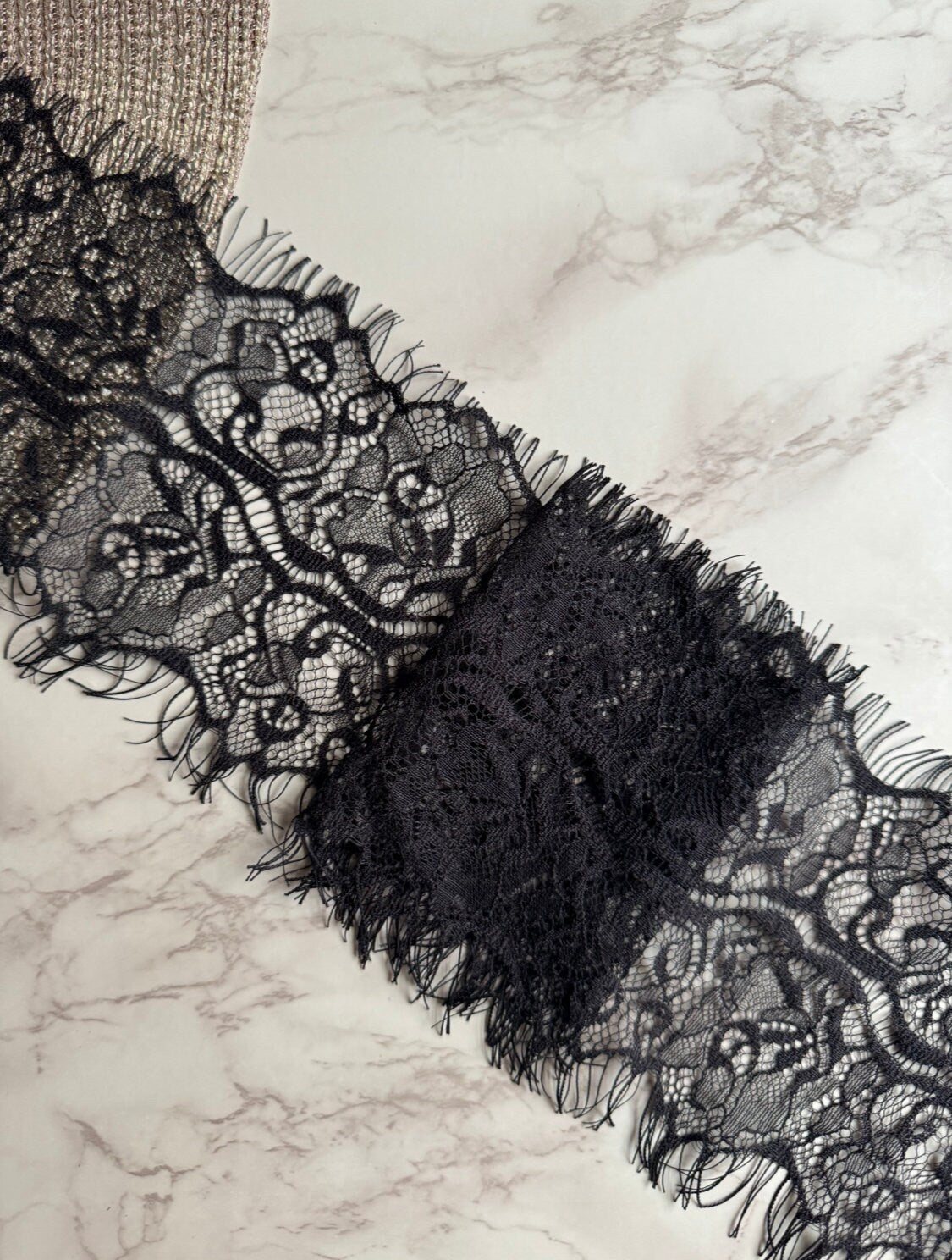 Black Eyelash Lace Trim 5”/12.5cm Scallop Edge Fabric for Bra Making Knickers Lingerie Sewing Craft