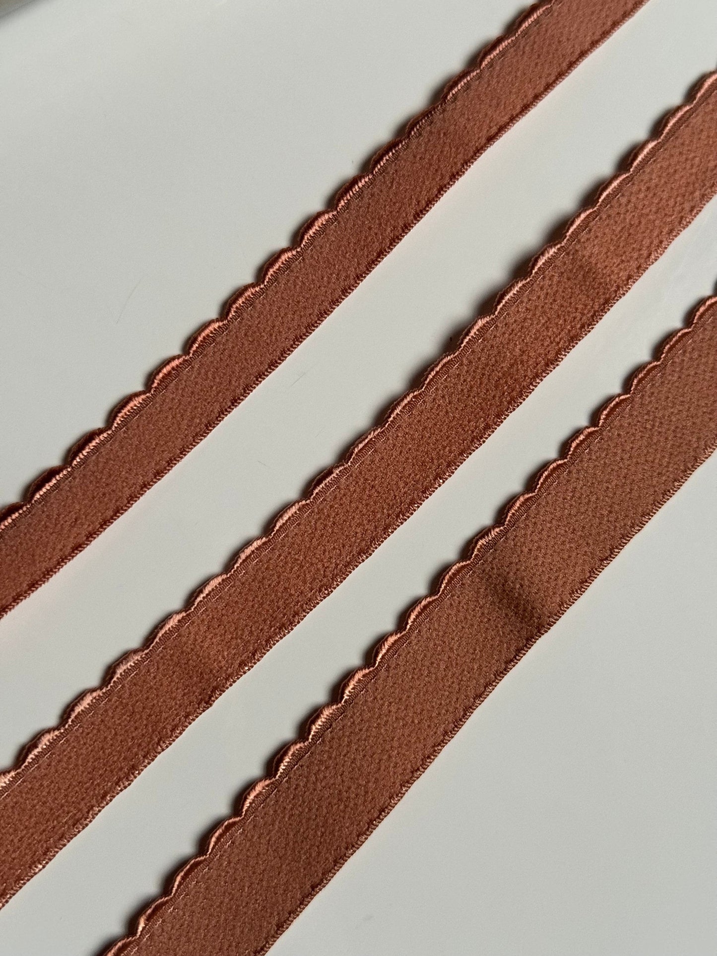 10/12/15mm Pecan Brown Scalloped Plush Elastic Picot Edge Plush Back Elastic for Bra Underband Underarm Bramaking Lingerie Knickers Crafts
