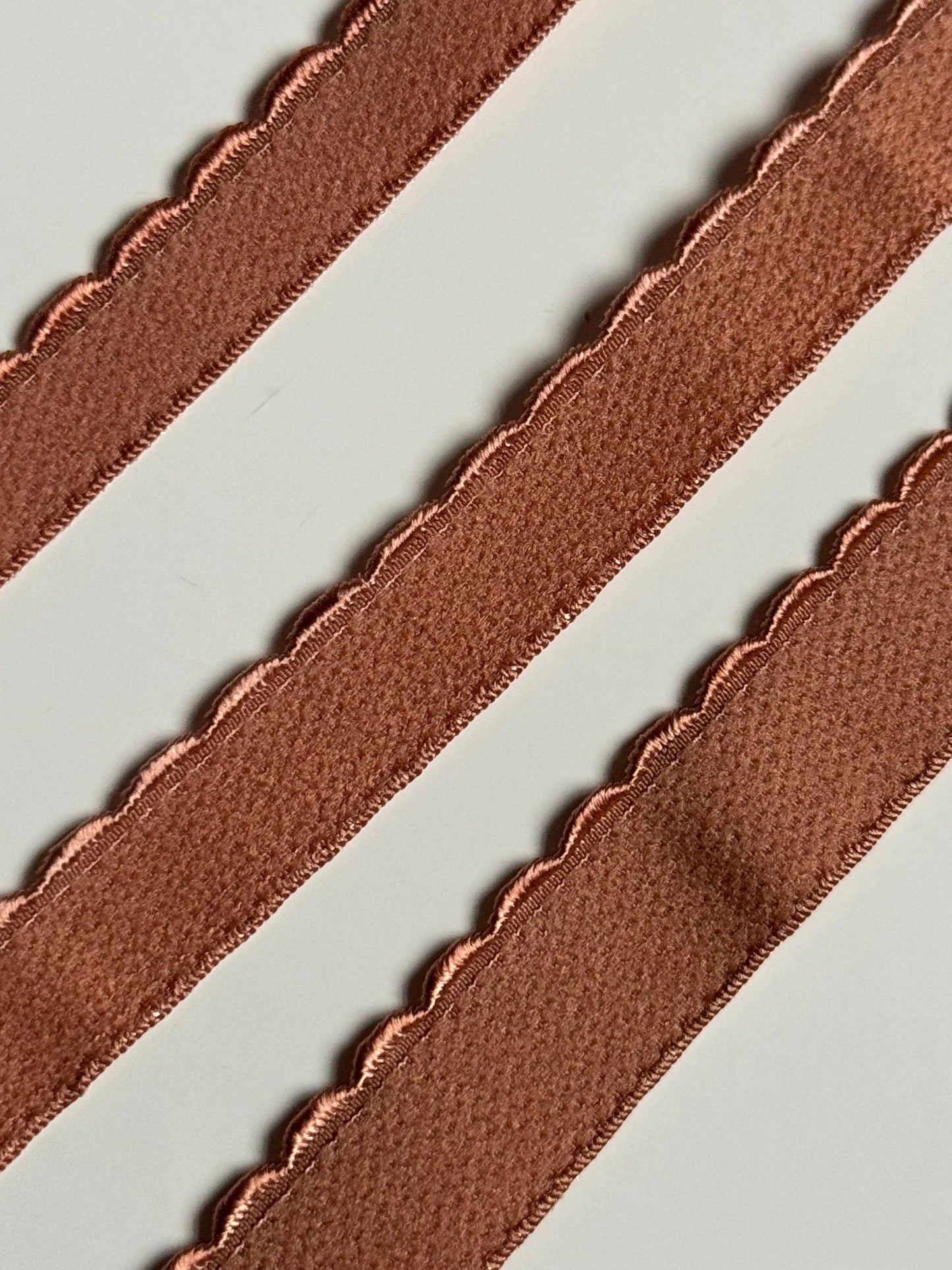 10/12/15mm Pecan Brown Scalloped Plush Elastic Picot Edge Plush Back Elastic for Bra Underband Underarm Bramaking Lingerie Knickers Crafts