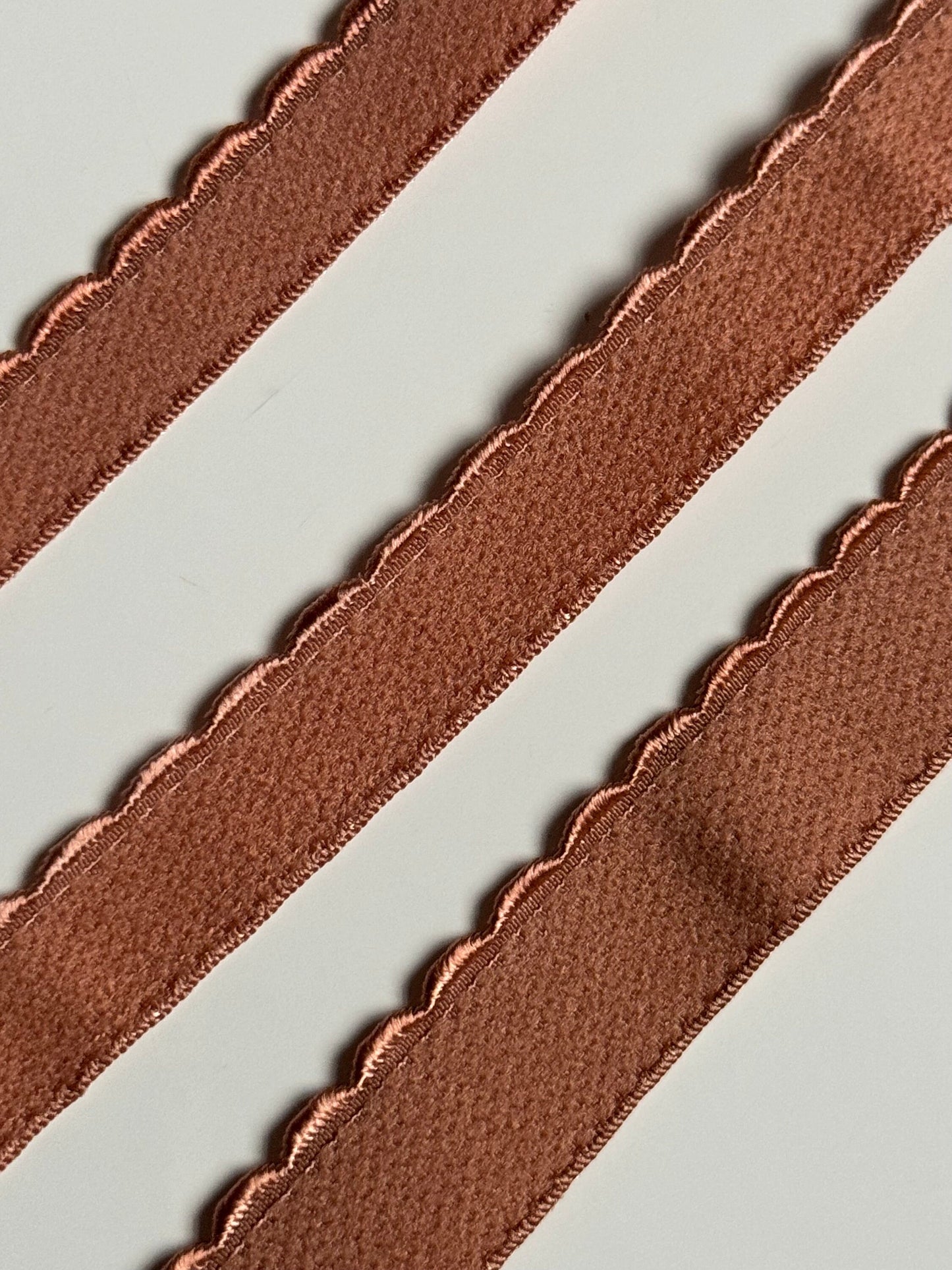10/12/15mm Pecan Brown Scalloped Plush Elastic Picot Edge Plush Back Elastic for Bra Underband Underarm Bramaking Lingerie Knickers Crafts
