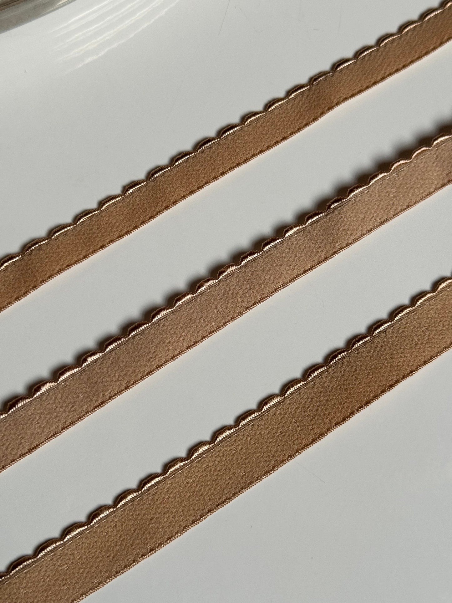 10/12/15mm Beige Scalloped Plush Elastic Picot Edge Plush Back Elastic for Bra Band Underband Underarm Bramaking Lingerie Knickers Crafts