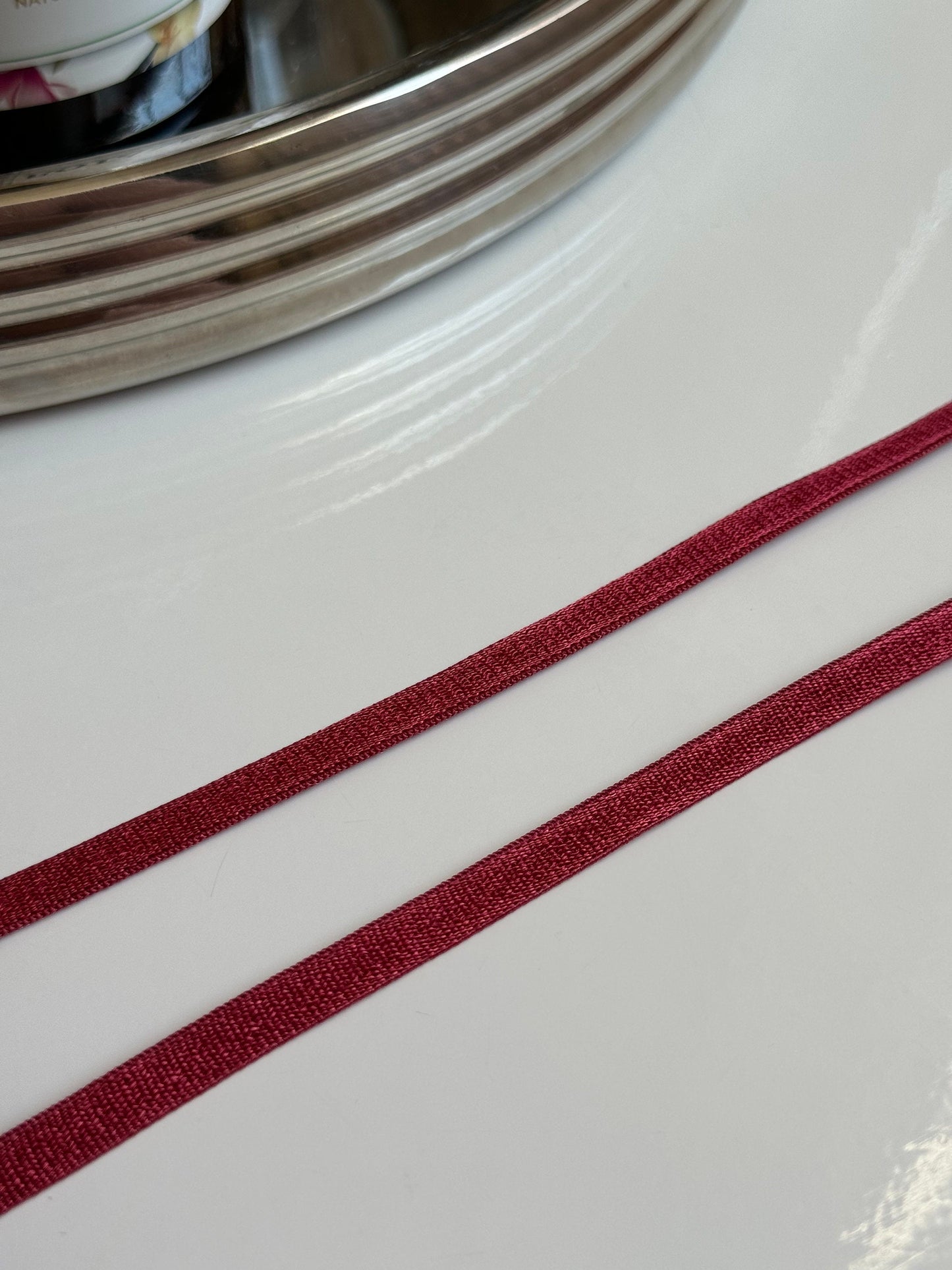 Burgundy Red 6mm (1/4”) Strap Elastic Thin Decorative Elastic Strapping for Bra Making Bramaking Lingerie Garments Crafts Accesories