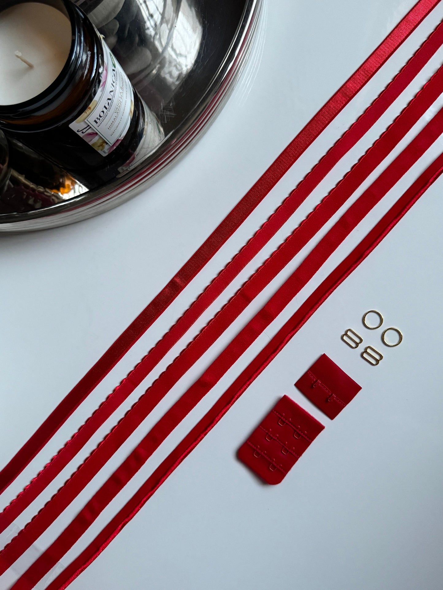Red Elastic & Findings Lingerie Bra Making Kit Choice of Fold Over Elastic (FOE) or Piped Edge Elastic for Bramaking Knickers Sewing