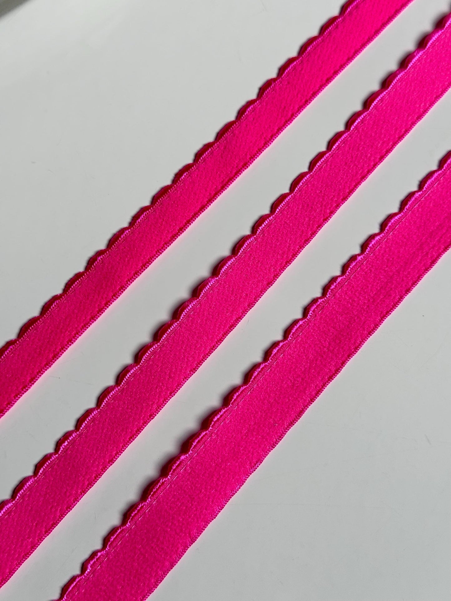 10/12/15mm Bright Pink Scalloped Plush Elastic Picot Edge Plush Back Elastic for Bra Band Bramaking Lingerie Knickers Crafts
