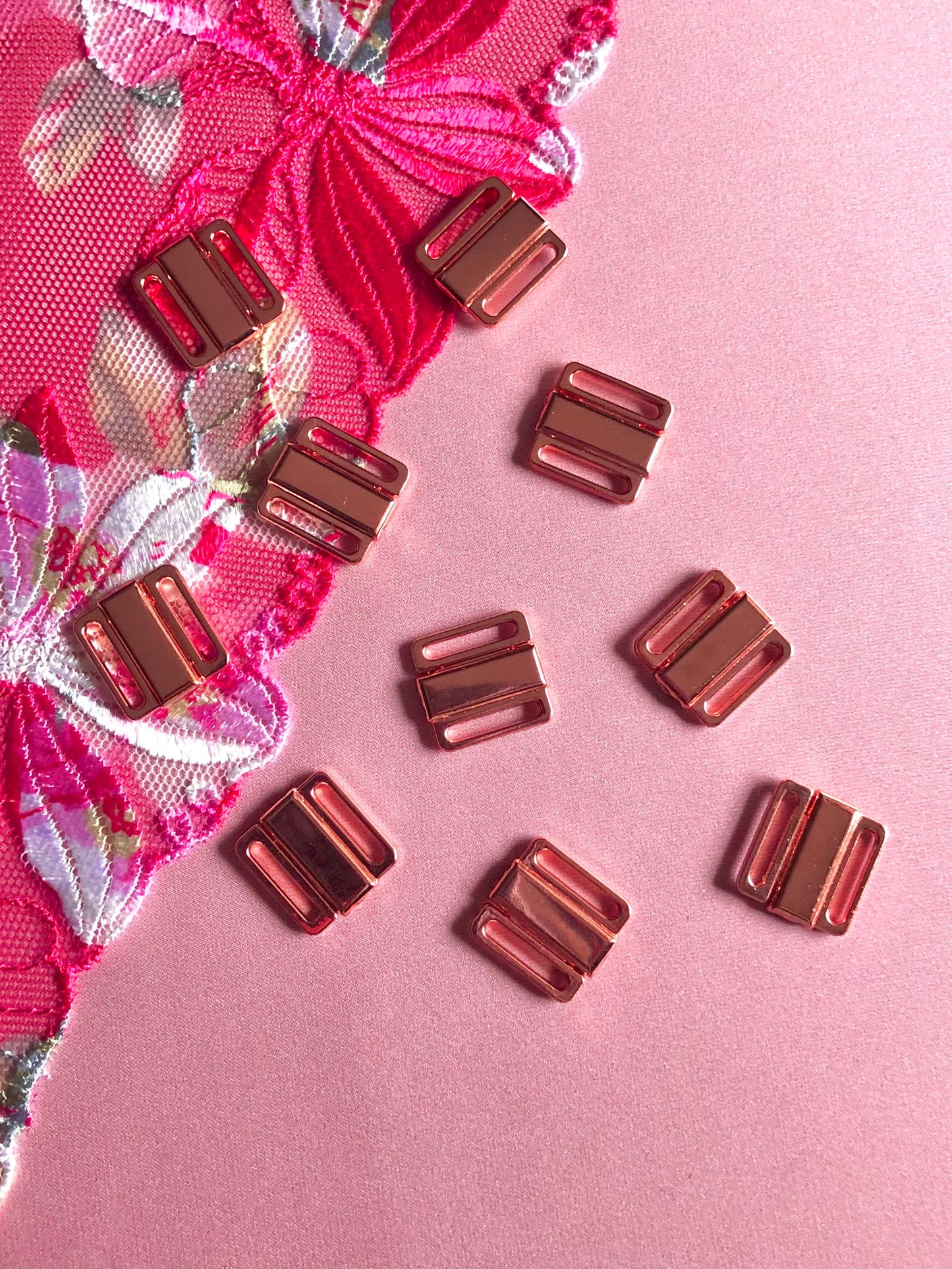 12mm (1/2”) Rose Gold Metal Bikini Clasps Bra Front Closures for Bra Making and Swimwear Bramaking Clips Clickers Front Fasteners