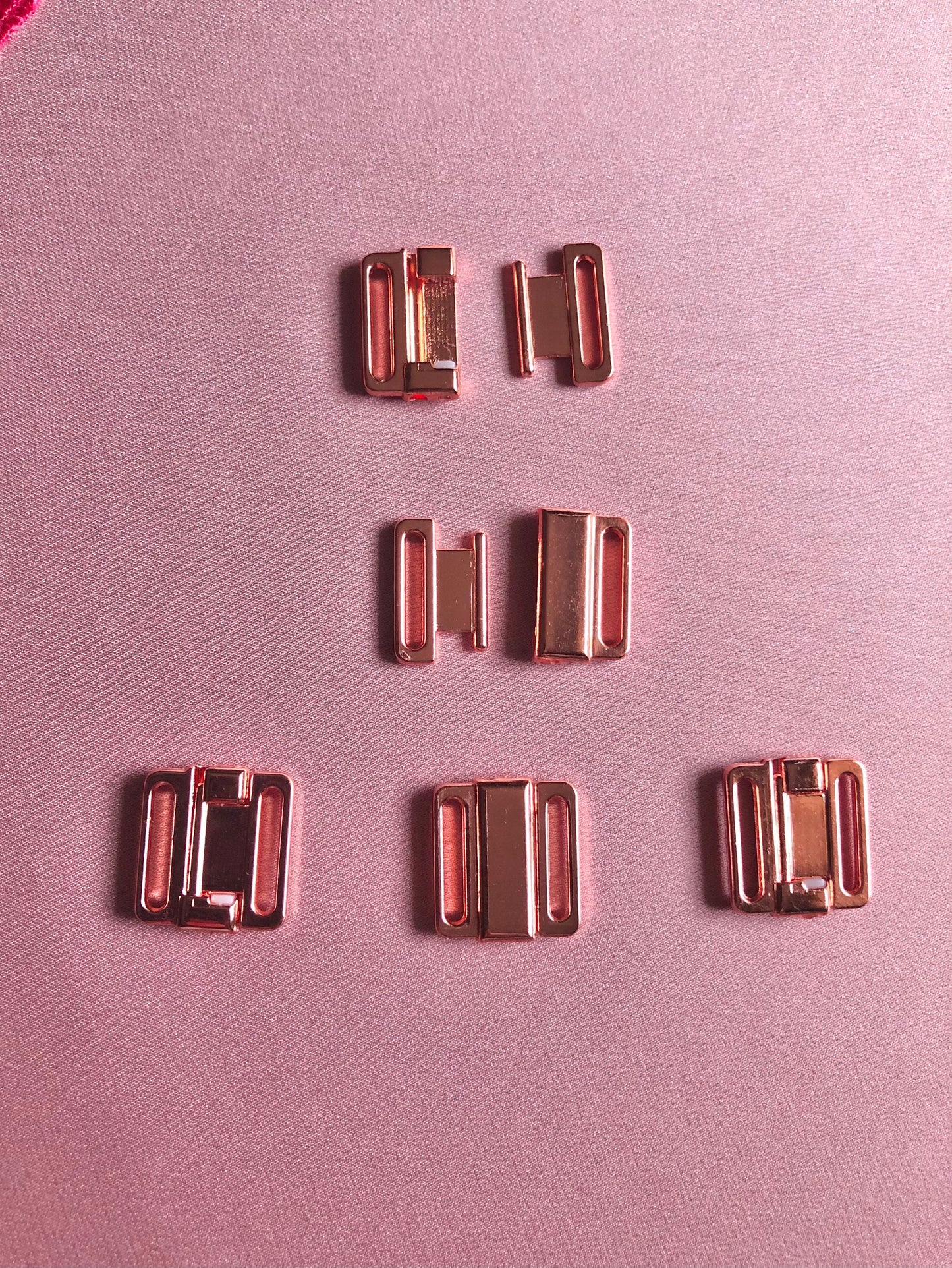 12mm (1/2”) Rose Gold Metal Bikini Clasps Bra Front Closures for Bra Making and Swimwear Bramaking Clips Clickers Front Fasteners