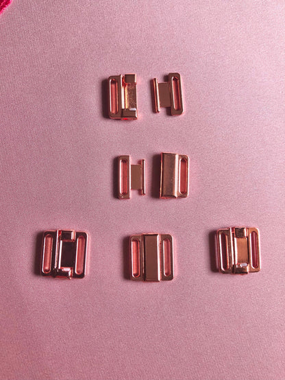 12mm (1/2”) Rose Gold Metal Bikini Clasps Bra Front Closures for Bra Making and Swimwear Bramaking Clips Clickers Front Fasteners