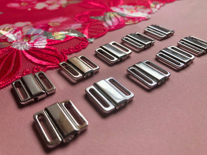 12mm (1/2”) Silver Metal Bikini Clasps Bra Front Closures for Bra Making and Swimwear Bramaking Clips Clickers Front Fasteners