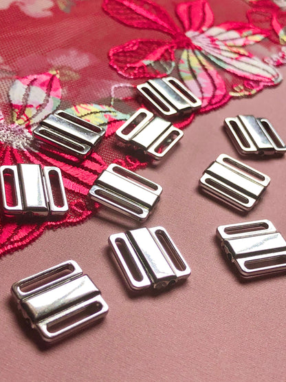 12mm (1/2”) Silver Metal Bikini Clasps Bra Front Closures for Bra Making and Swimwear Bramaking Clips Clickers Front Fasteners