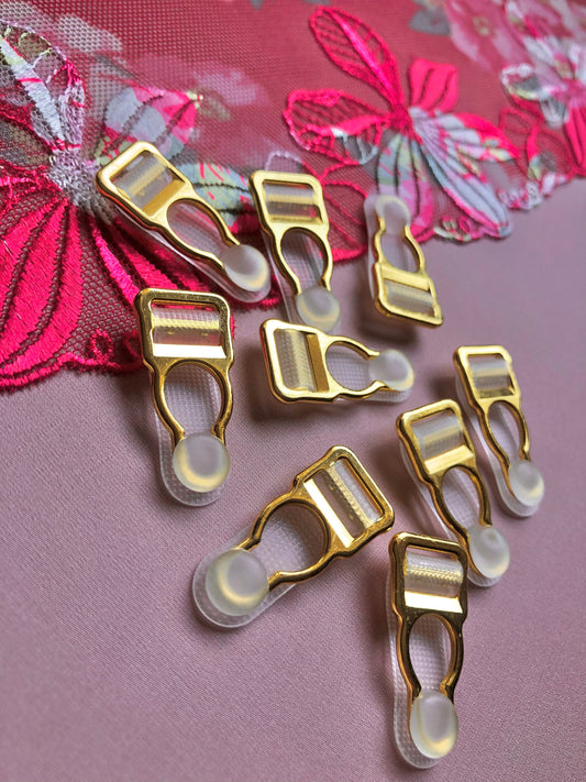 10mm (3/8”) Gold Metal Suspender Clips Garter Clips for Lingerie Making Bramaking Garter Belt