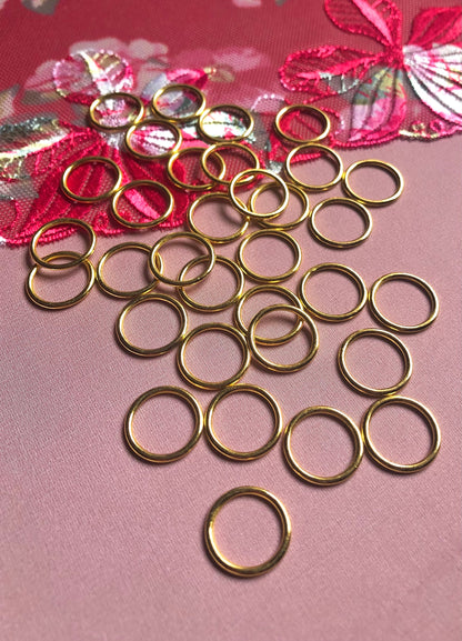 15mm (5/8”) Gold Metal Bra Rings for Bra Making and Swimwear Bramaking
