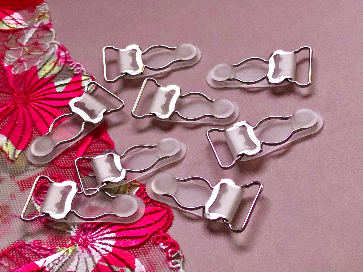 20mm (13/16”) Silver Metal Suspender Clips Garter Clips for Lingerie Making Bramaking Garter Belt