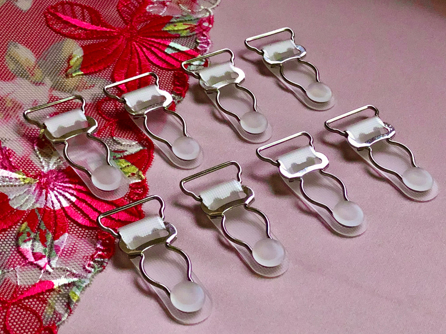 20mm (13/16”) Silver Metal Suspender Clips Garter Clips for Lingerie Making Bramaking Garter Belt