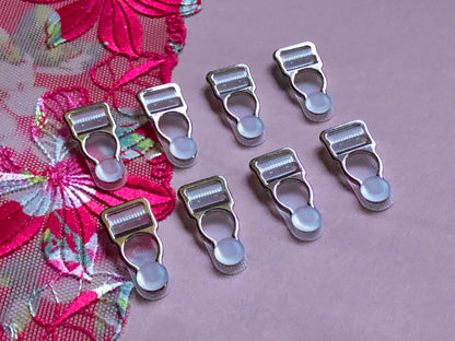 10mm (3/8”) Silver Metal Suspender Clips Garter Clips for Lingerie Making Bramaking Garter Belt