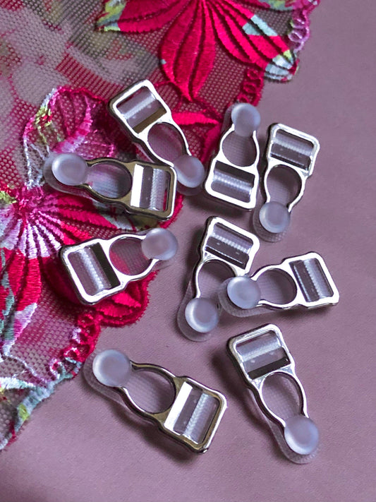 10mm (3/8”) Silver Metal Suspender Clips Garter Clips for Lingerie Making Bramaking Garter Belt