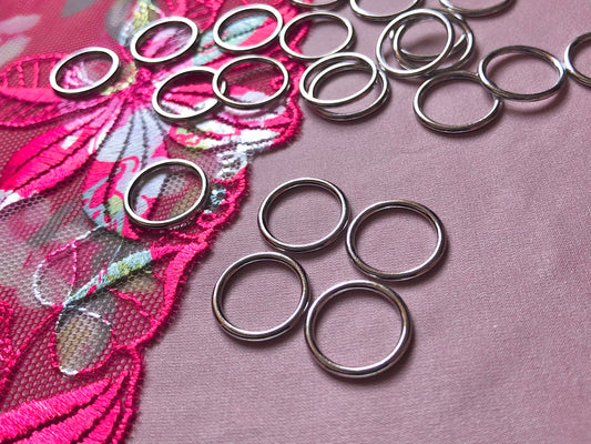 12mm (1/2”) Silver Metal Bra Rings for Bra Making and Swimwear Bramaking