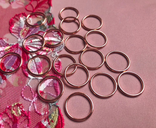 15mm (5/8”) Rose Gold Metal Bra Rings for Bra Making and Swimwear Bramaking