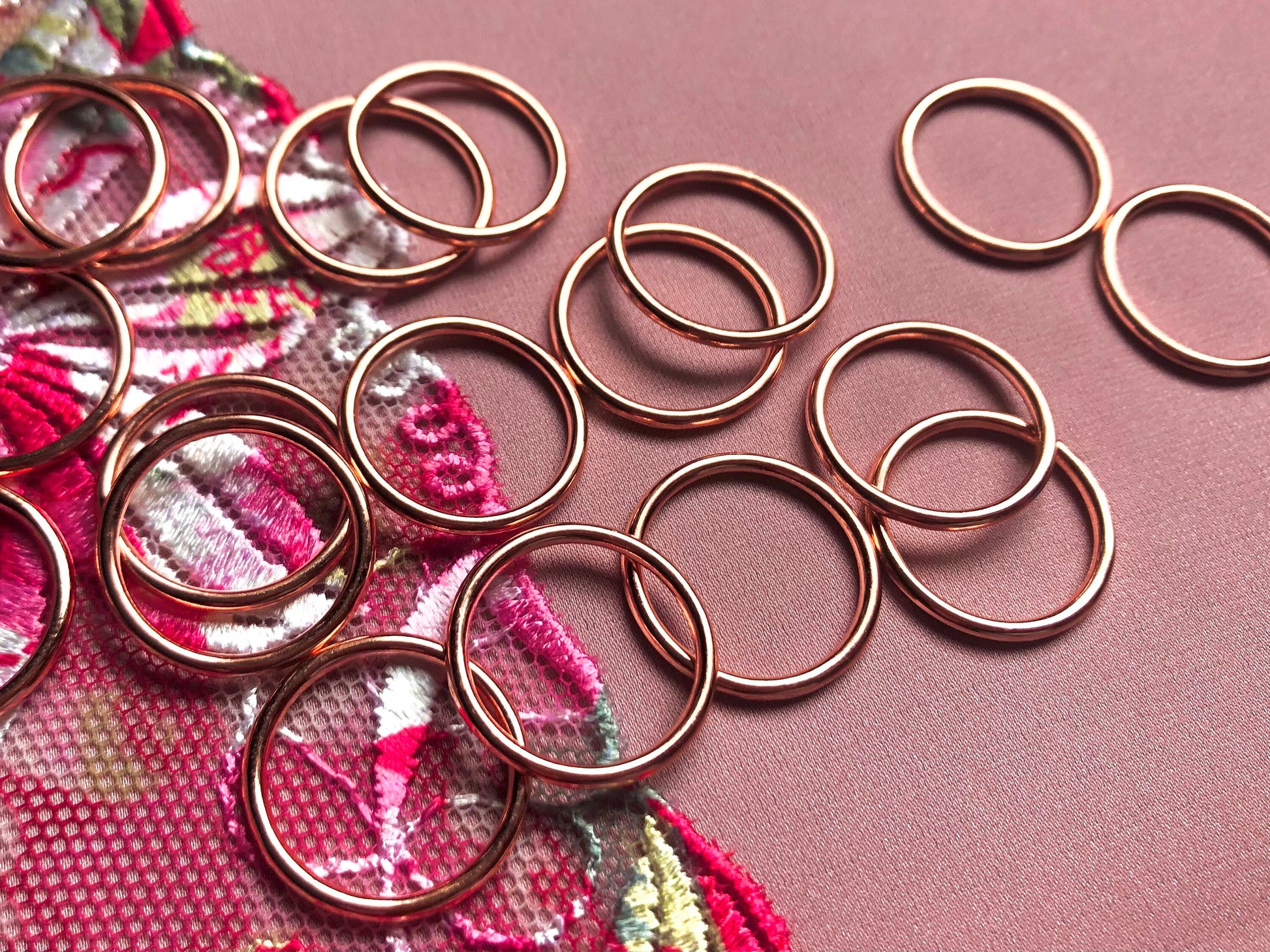 15mm (5/8”) Rose Gold Metal Bra Rings for Bra Making and Swimwear Bramaking