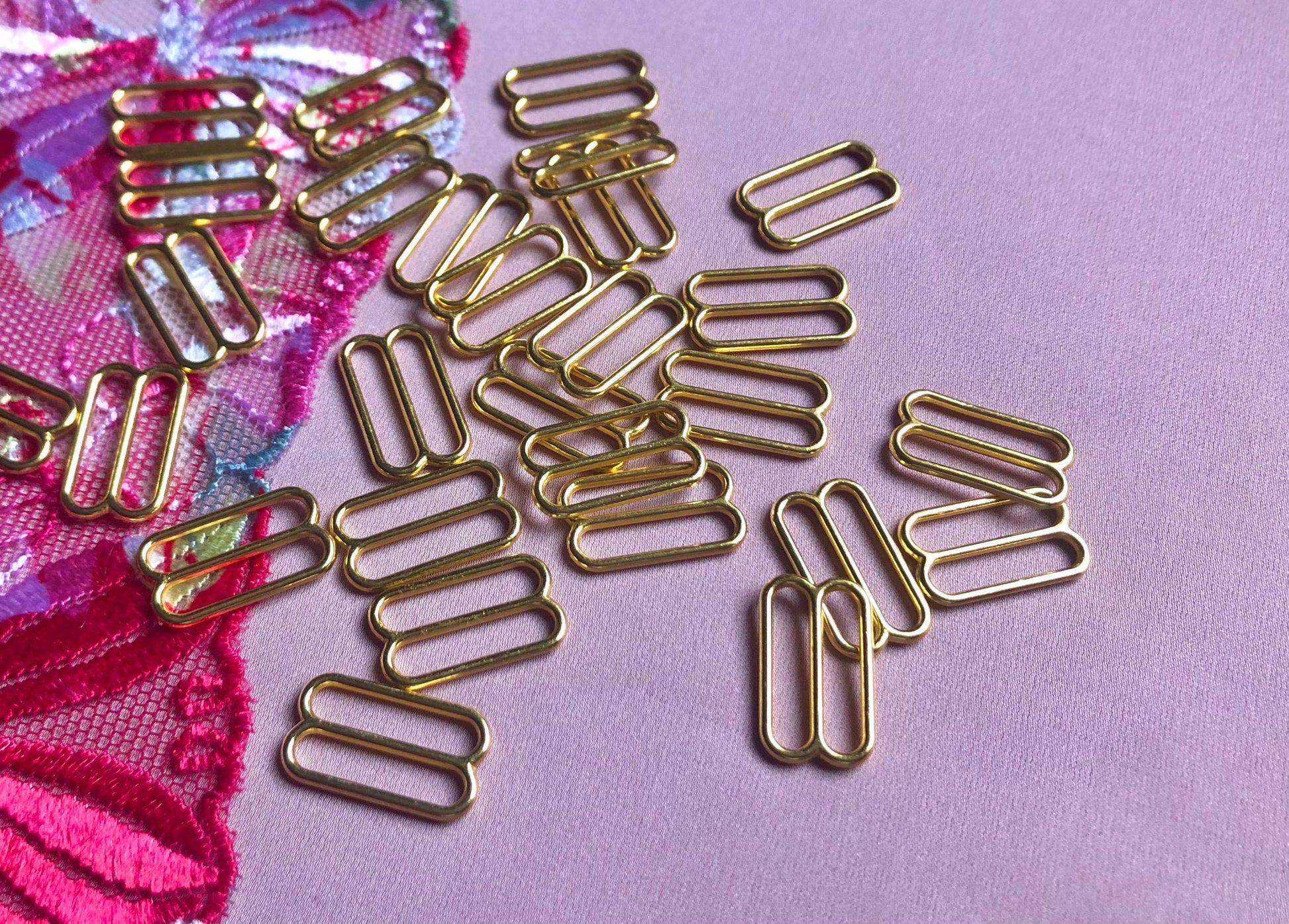 15mm (5/8”) Gold Metal Bra Sliders for Bra Making and Swimwear Bramaking