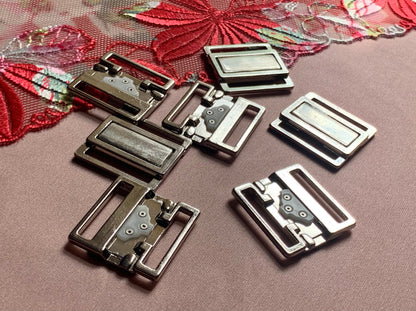 20mm (13/16”) Silver Metal Bikini Clasps Bra Closures for Bra Making and Swimwear Bramaking Clips Clickers Fasteners