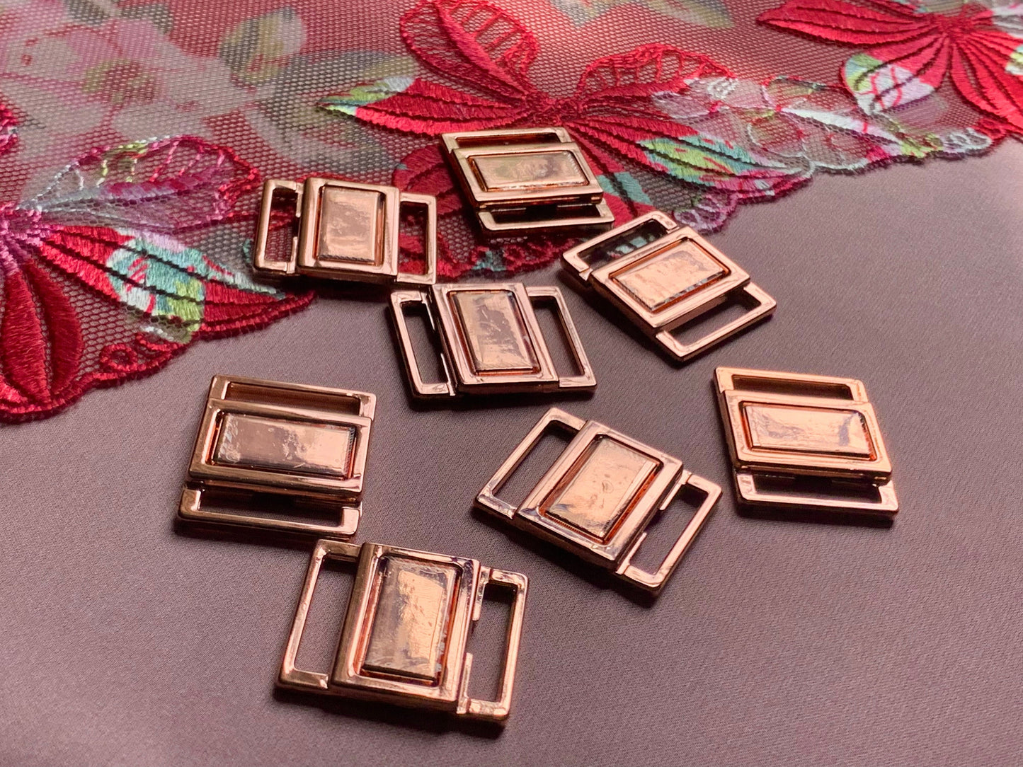 15mm (5/8”) Rose Gold Metal Bikini Clasps Bra Closures for Bra Making and Swimwear Bramaking Clips Clickers Fasteners