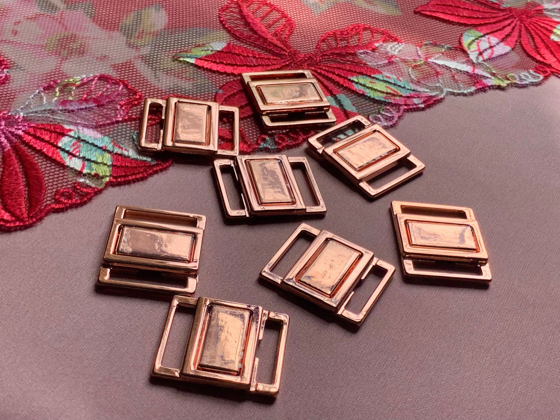 15mm (5/8”) Rose Gold Metal Bikini Clasps Bra Closures for Bra Making and Swimwear Bramaking Clips Clickers Fasteners