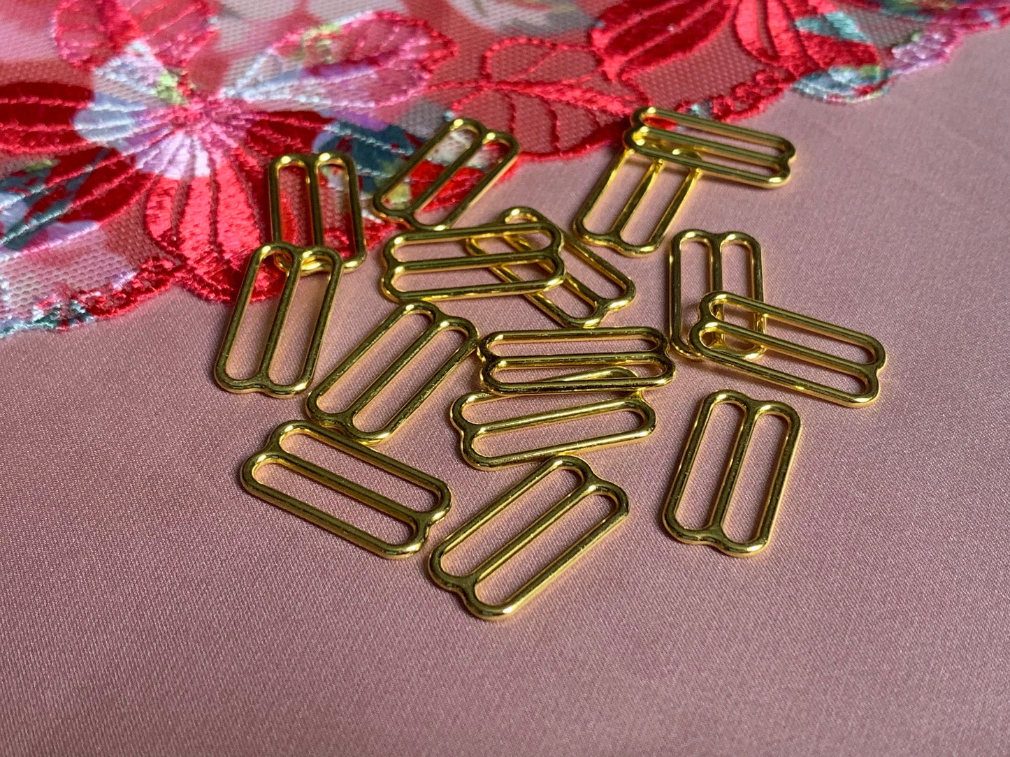 18mm (3/4”) Gold Metal Bra Sliders for Bra Making and Swimwear Bramaking