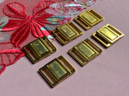 15mm (5/8”) Gold Metal Bikini Clasps Bra Closures for Bra Making and Swimwear Bramaking Clips Clickers Fasteners