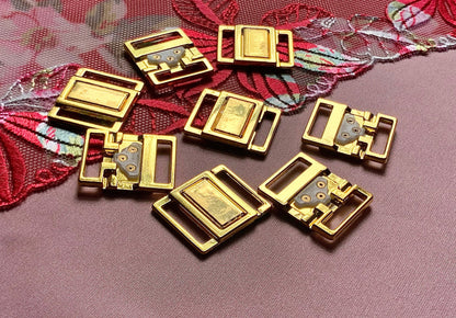 15mm (5/8”) Gold Metal Bikini Clasps Bra Closures for Bra Making and Swimwear Bramaking Clips Clickers Fasteners