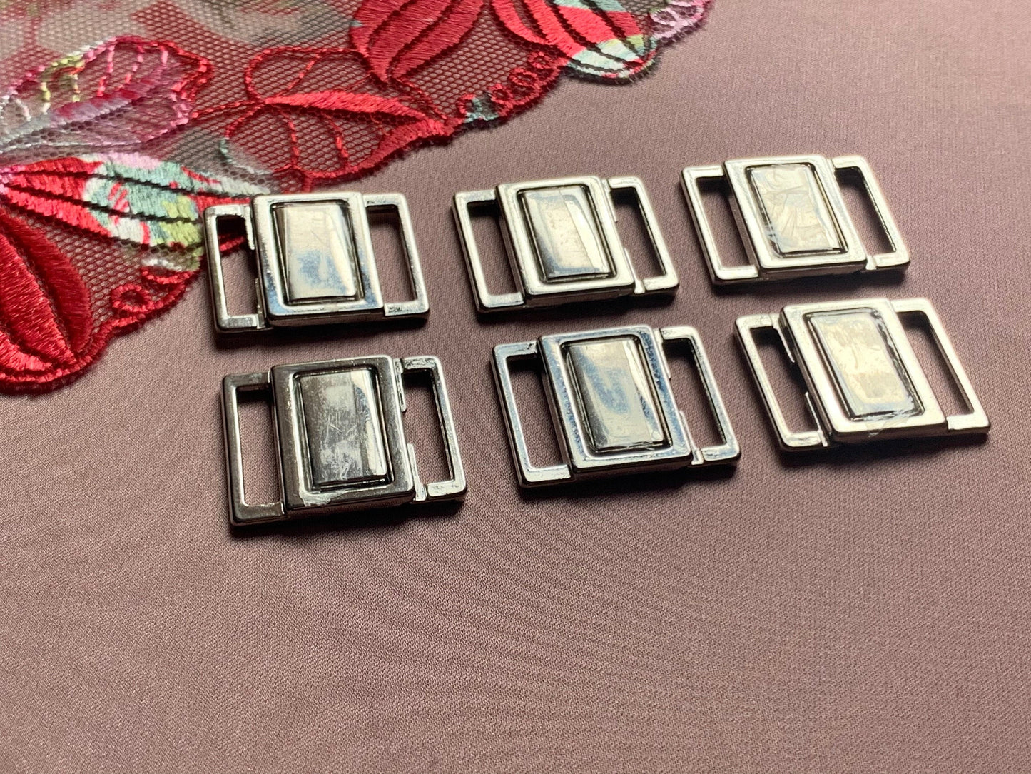 15mm (5/8”) Silver Metal Bikini Clasps Bra Closures for Bra Making and Swimwear Bramaking Clips Clickers Fasteners