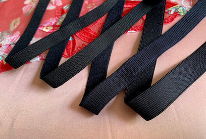 Black Plush Elastic Plain Edge Plush Back Elastic for Bra Making Bramaking Knicker Lingerie 10mm/12mm/14mm/15mm