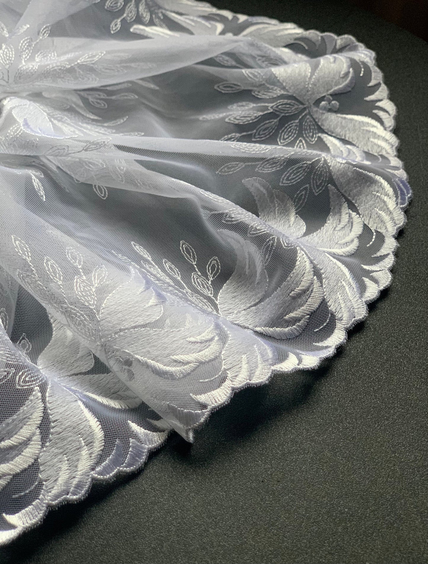 White Embroidered Voile Lace Trim 7”/18cm Floral Scallop Edge Fabric for Bra Making Bramaking Knickers Lingerie Sewing Crafts
