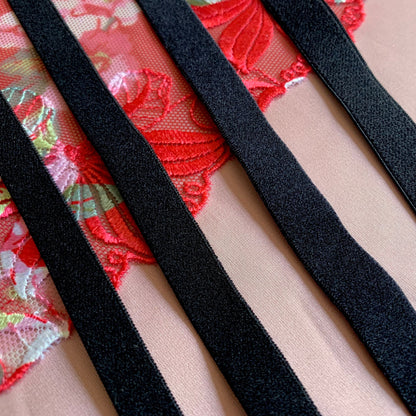 Black Plush Elastic Plain Edge Plush Back Elastic for Bra Making Bramaking Knicker Lingerie 10mm/12mm/14mm/15mm