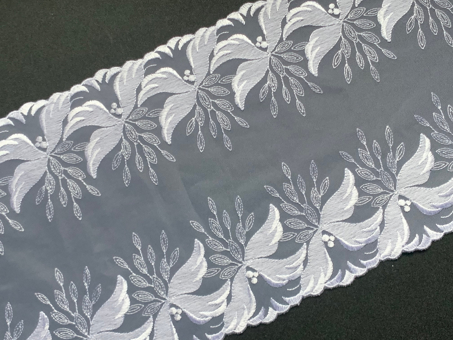 White Embroidered Voile Lace Trim 7”/18cm Floral Scallop Edge Fabric for Bra Making Bramaking Knickers Lingerie Sewing Crafts