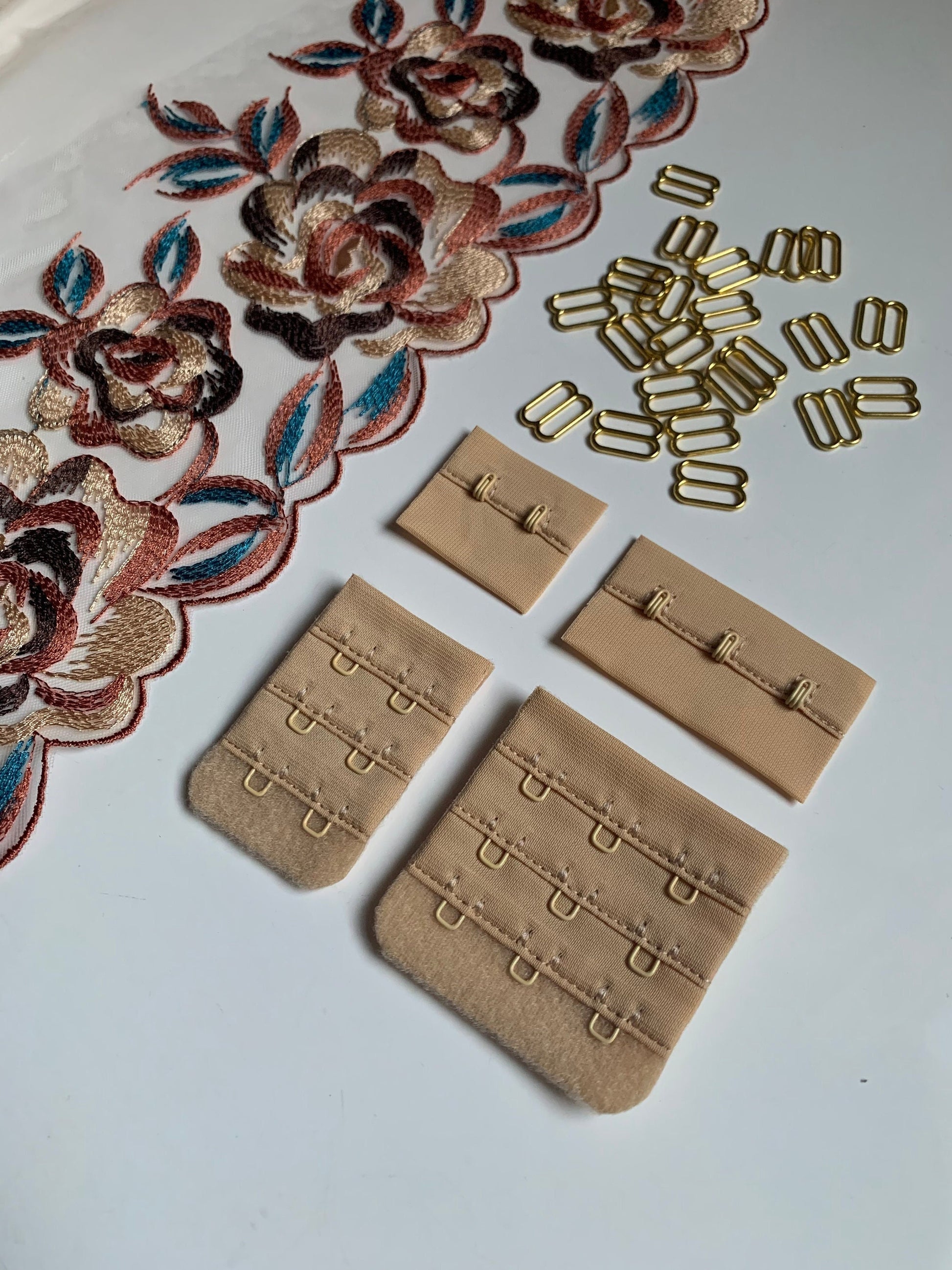 Beige Hook & Eye Closures (3x2, 3x3) for Bra Making Lingerie Bramaking Fasteners